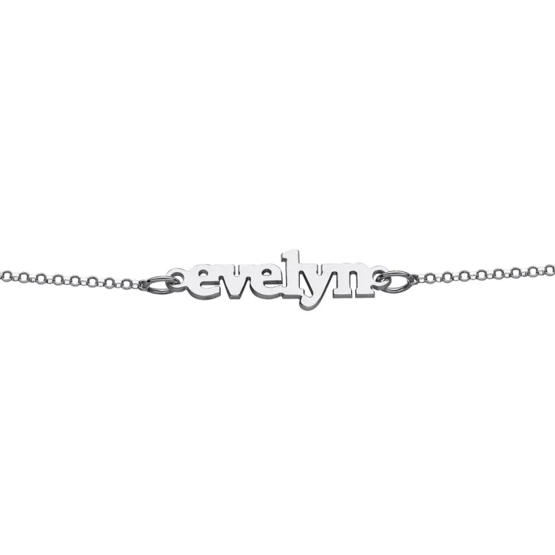 ELIZABETH EDMONDS Sterling Silver Lowercase Name Bracelet sold by Limoges Jewelry
