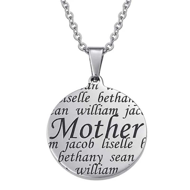 Everscribe Mother Engraved Family Names Necklace sold by Limoges Jewelry