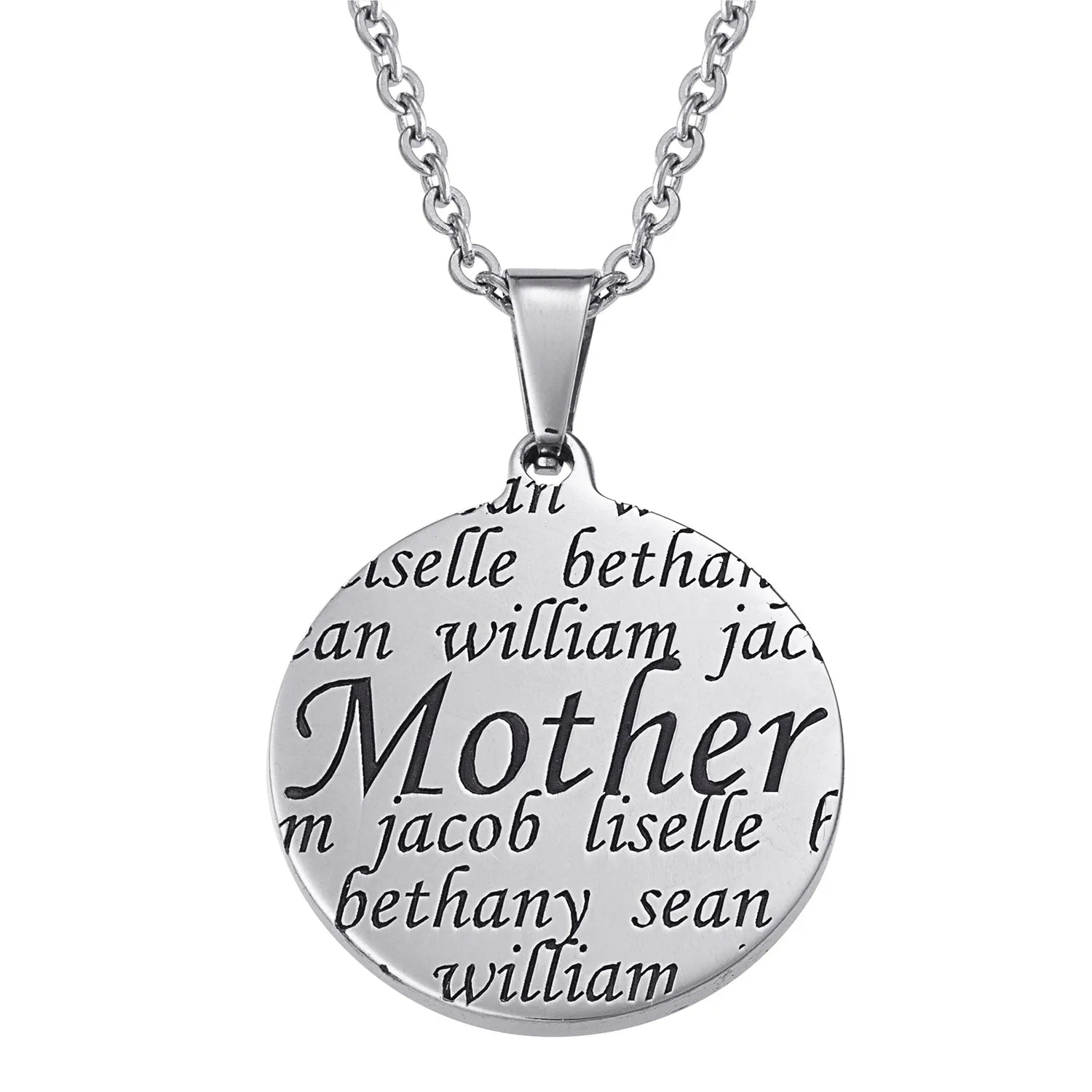 Everscribe Mother Engraved Family Names Necklace sold by Limoges Jewelry
