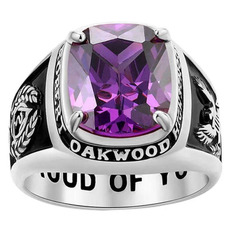 Men's Traditional Prong station Birthstone Class Ring sold by Limoges Jewelry