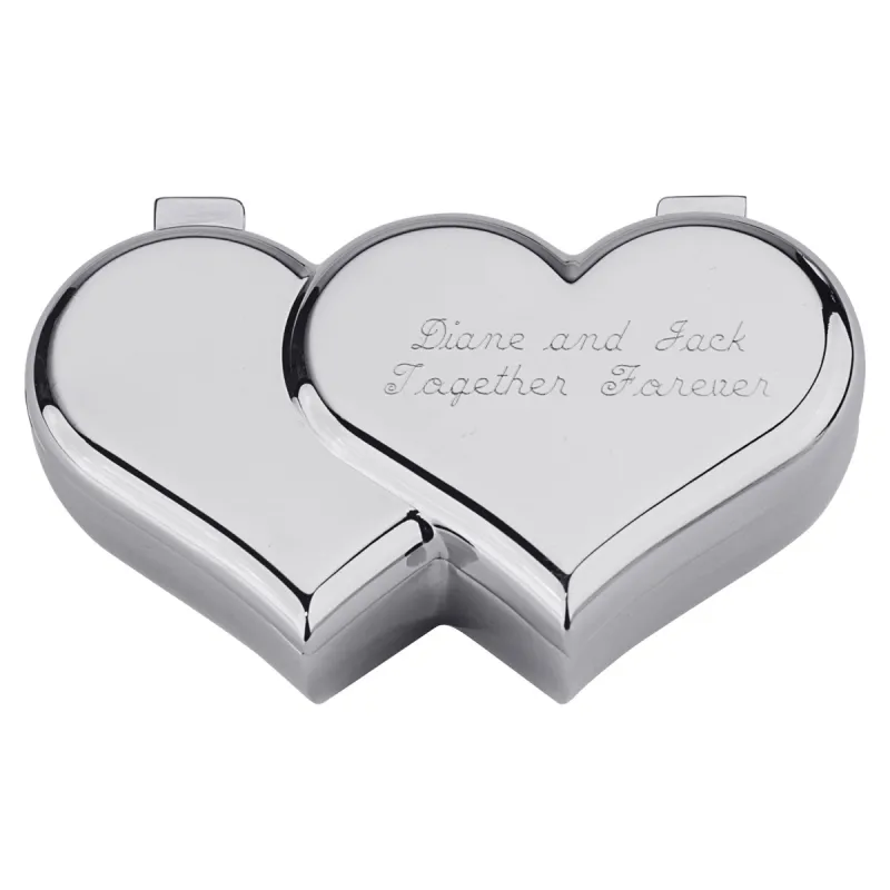 Engraved Double Heart Jewelry Box sold by Limoges Jewelry