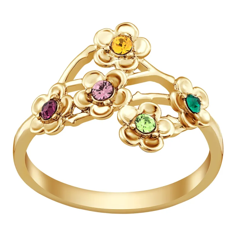 14K Gold over Sterling Family Flower Birthstone Ring sold by Limoges Jewelry