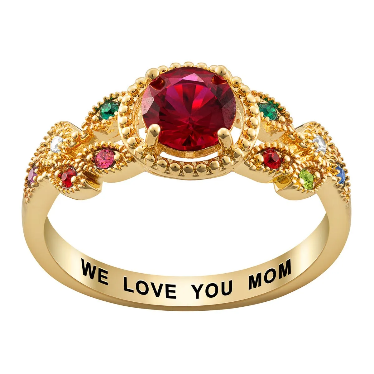 14K Gold Plated Mother's Family Birthstone Ring sold by Limoges Jewelry