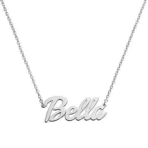 Sterling Silver Retro Bold Script Name with Free Freshwater Pearl Earrings sold by Limoges Jewelry