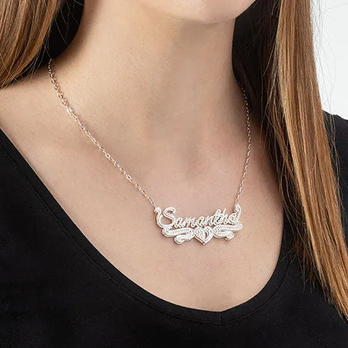 Personalized Double Nameplate Beaded Necklace sold by Limoges Jewelry product image thumbnail 2