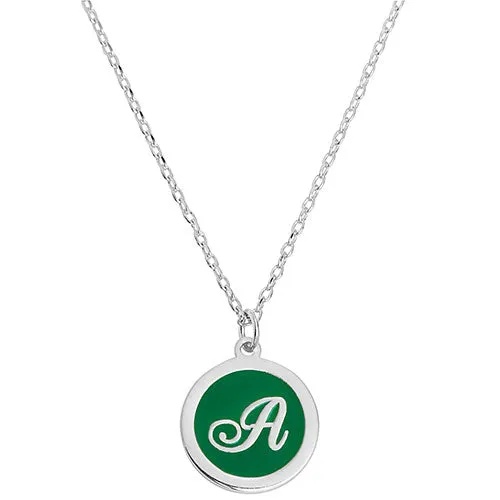 Round Enamel Script Initial Necklace sold by Limoges Jewelry product image thumbnail 2