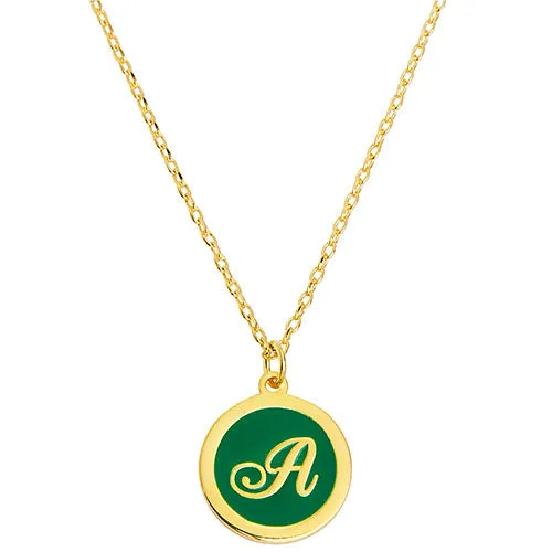 Round Enamel Script Initial Necklace sold by Limoges Jewelry product image thumbnail 4