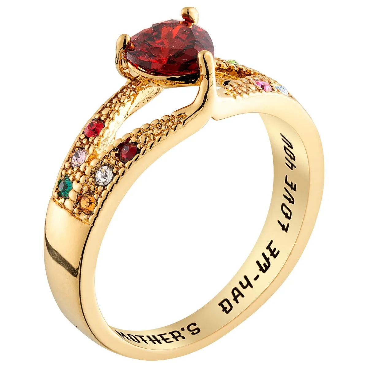 14K Gold Plated Mother/ Grandmother's Heart Family Birthstone Ring sold by Limoges Jewelry product image thumbnail 2