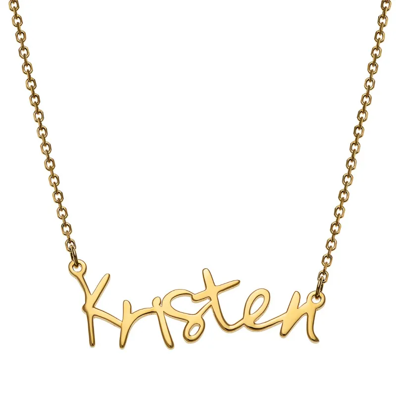 14K Gold over Sterling Fancy Name Necklace sold by Limoges Jewelry