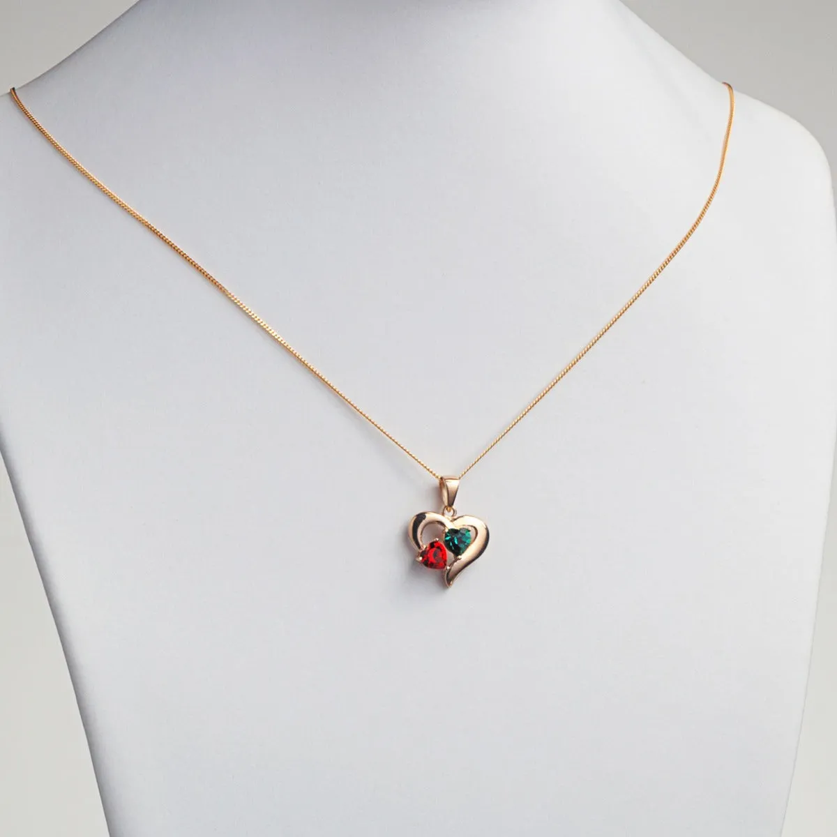 14K Gold over Sterling Petite Couples Birthstone Heart Pendant sold by Limoges Jewelry product image thumbnail 2