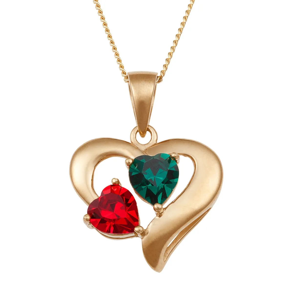 14K Gold over Sterling Petite Couples Birthstone Heart Pendant sold by Limoges Jewelry