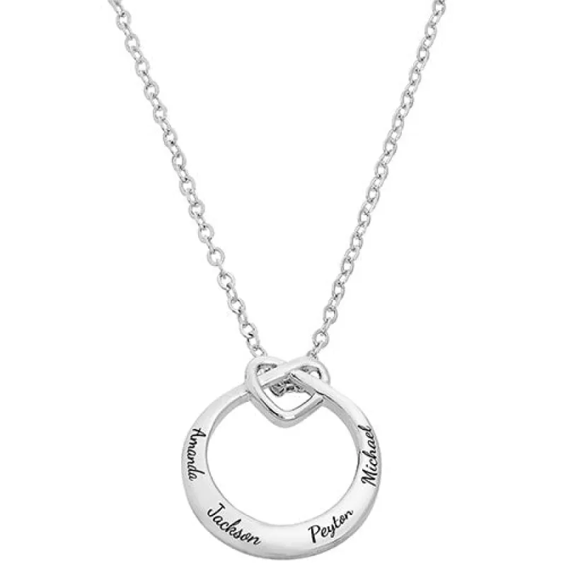 Engraved Love Knot Circle Necklace sold by Limoges Jewelry