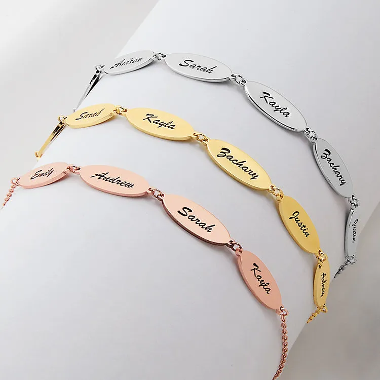 Stainless Steel Engraved Oval Family Name Bracelet sold by Limoges Jewelry product image thumbnail 2