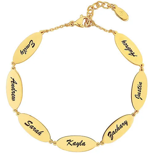 Stainless Steel Engraved Oval Family Name Bracelet sold by Limoges Jewelry product image thumbnail 3
