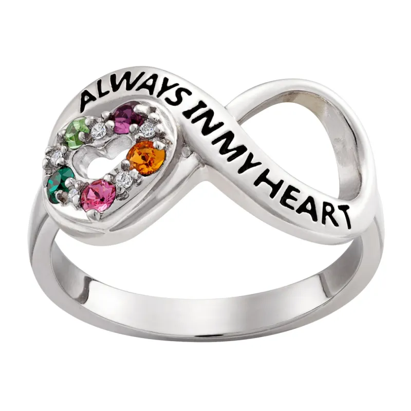 Sterling Silver Family Eternity Birthstone Ring sold by Limoges Jewelry