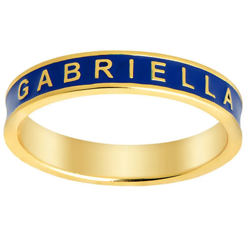 14K Gold Plated Enamel Name Band Ring sold by Limoges Jewelry