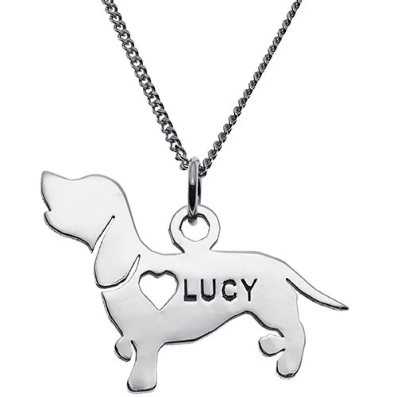 Silver Plated Dachshund Silhouette Necklace sold by Limoges Jewelry