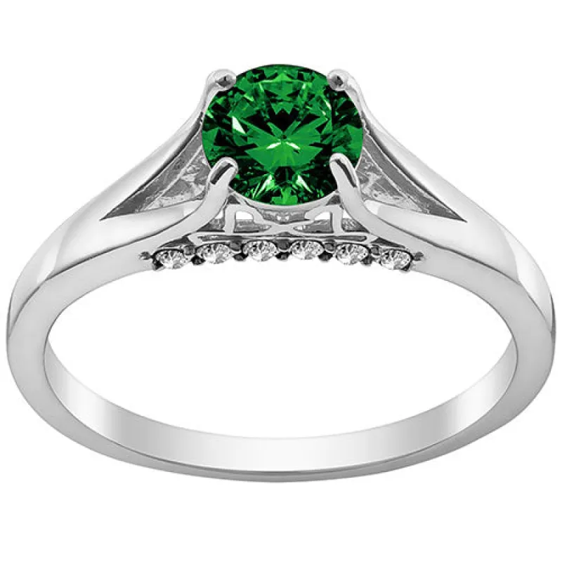 Silver Plated Simulated Emerald and Clear Crystal Ring sold by Limoges Jewelry