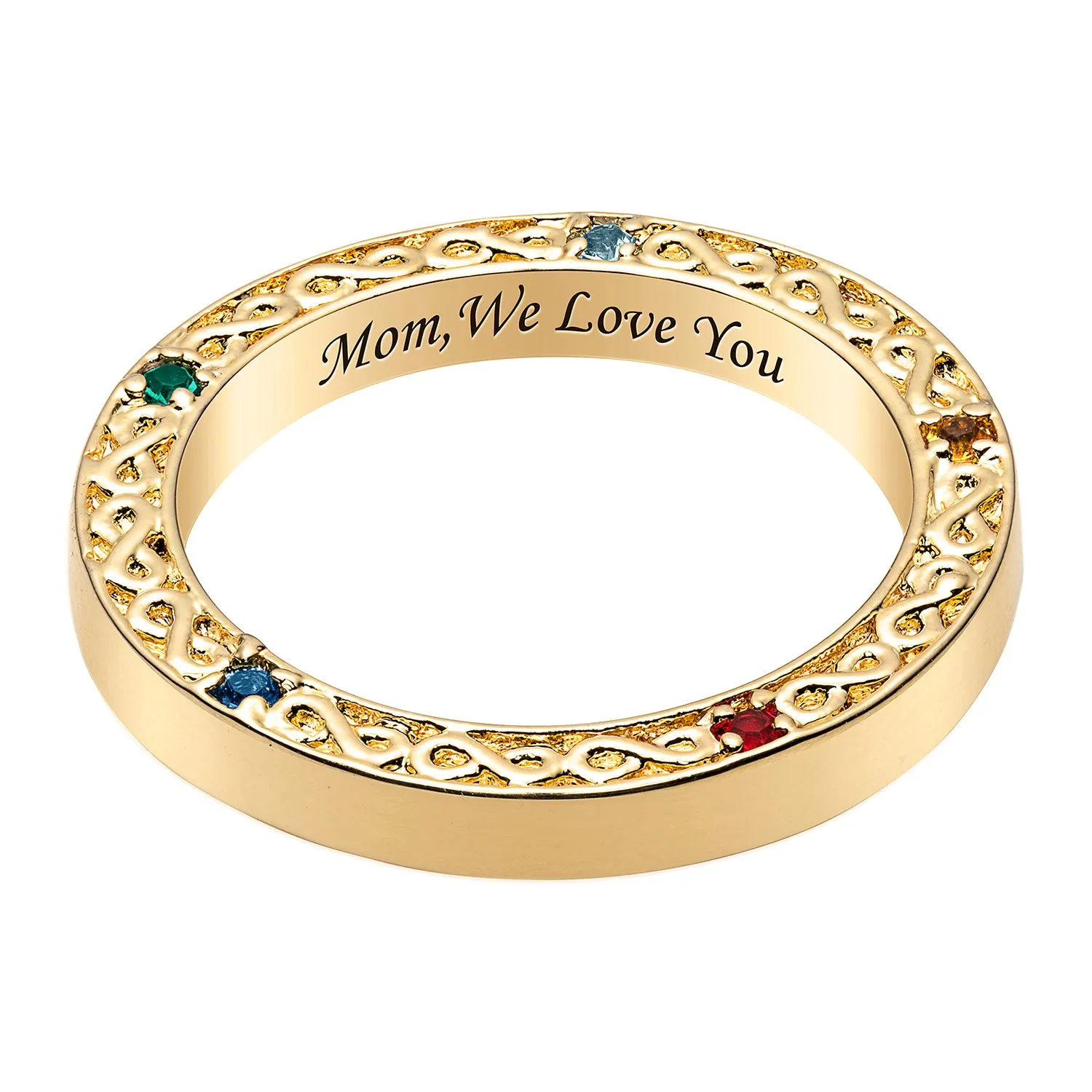 14K Gold over Sterling Family Infinity Engraved Birthstone Band sold by Limoges Jewelry product image thumbnail 2