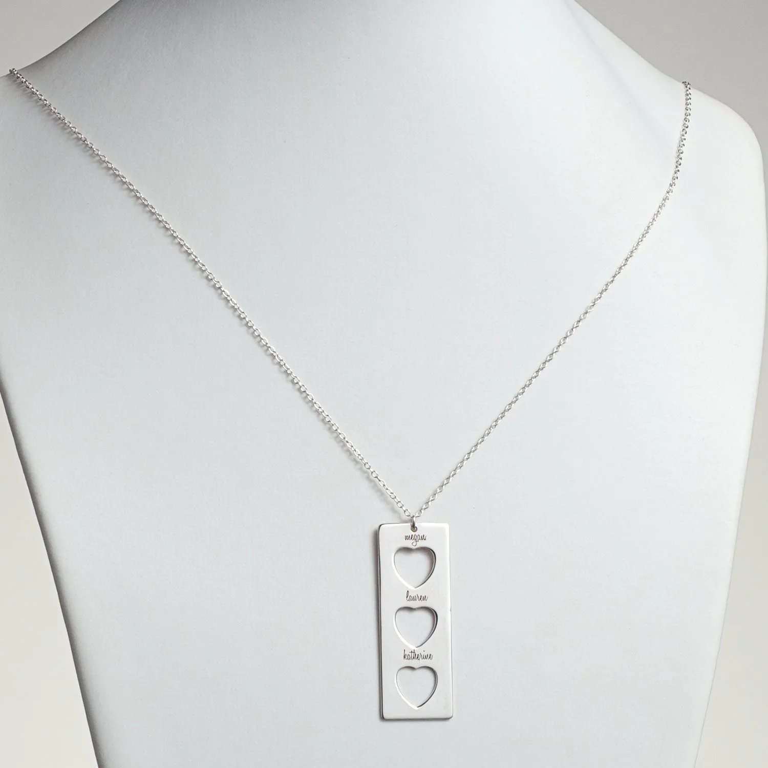 Sterling Silver Engraved Triple Heart Cutout 4-pc Necklace Set sold by Limoges Jewelry product image thumbnail 3