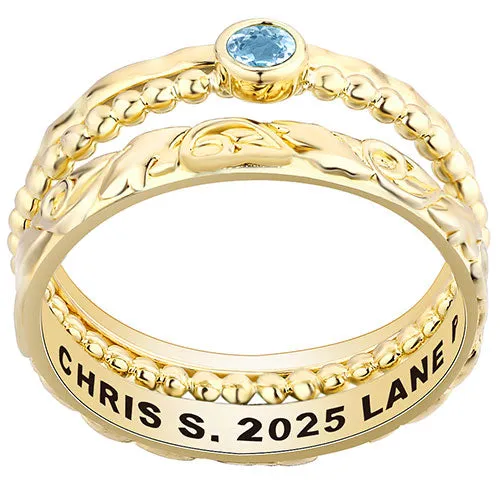 Women's 14K Gold Plated Round Birthstone Stackable Freestyle Class Ring sold by Limoges Jewelry product image thumbnail 2