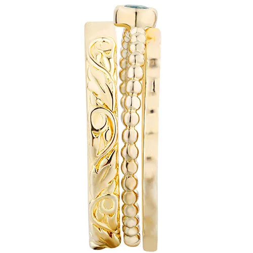 Women's 14K Gold Plated Round Birthstone Stackable Freestyle Class Ring sold by Limoges Jewelry product image thumbnail 5