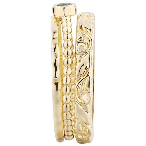 Women's 14K Gold Plated Round Birthstone Stackable Freestyle Class Ring sold by Limoges Jewelry product image thumbnail 4