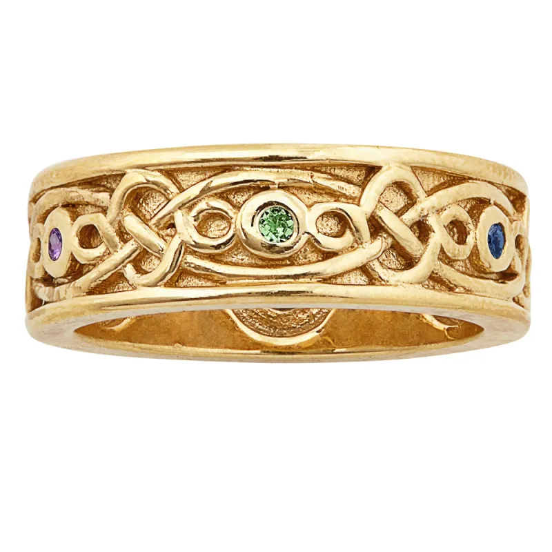 Secret Gardens 14K Gold over Sterling Celtic Mother's Birthstone Band Ring sold by Limoges Jewelry