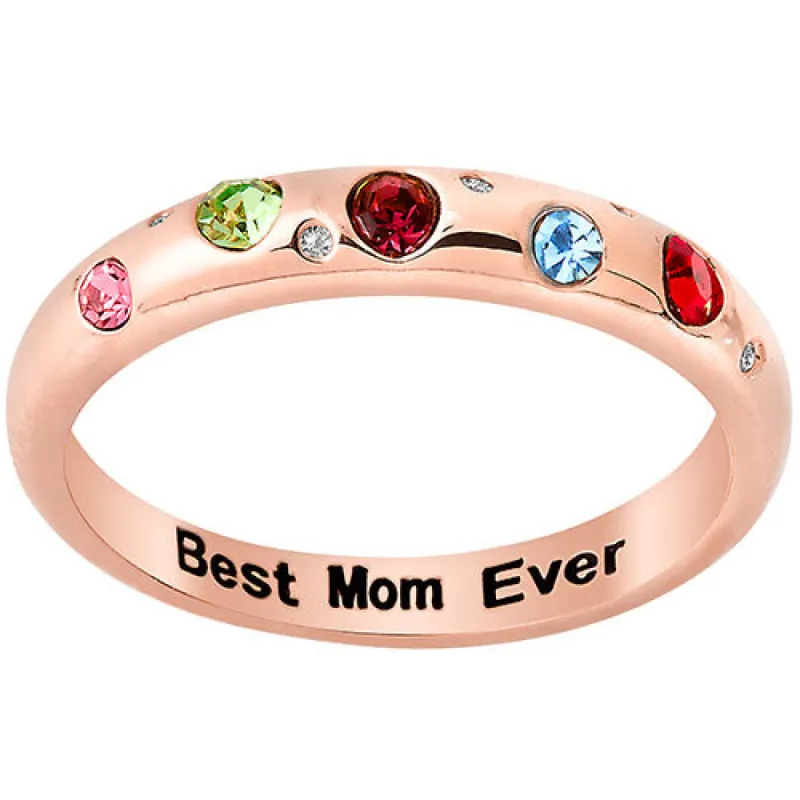 14K Rose Gold Plated Personalized Birthstone Etoile Ring sold by Limoges Jewelry