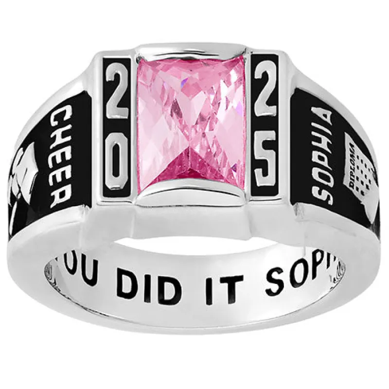 Ladies Platinum Plated CELEBRIUM Art Deco Class Ring sold by Limoges Jewelry