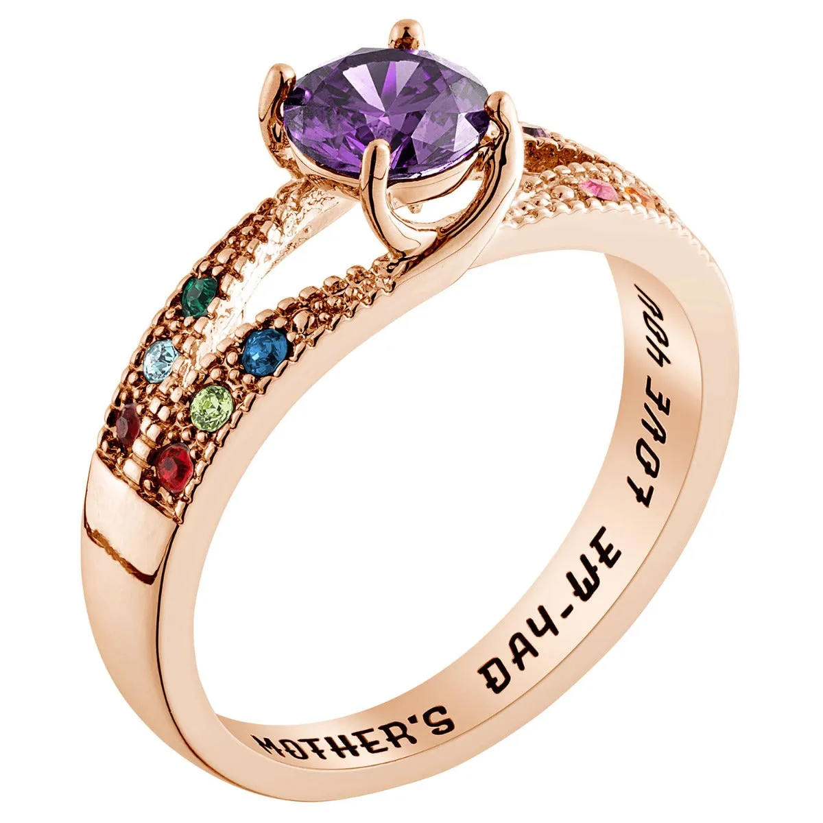 14K Rose Gold Plated Mother/ Grandmother's Round Family Birthstone Ring sold by Limoges Jewelry product image thumbnail 2