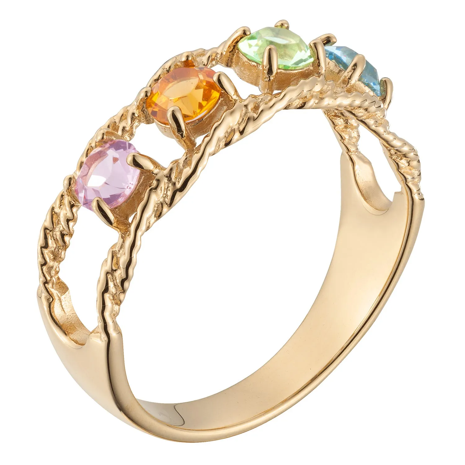 14K Gold over Sterling Family Rope Birthstone Ring - 4 Stones sold by Limoges Jewelry product image thumbnail 2
