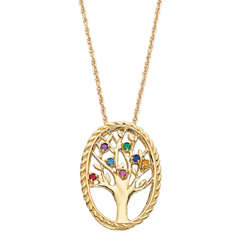 10K Gold Birthstone Family Tree Necklace sold by Limoges Jewelry