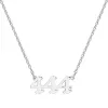 Sterling Silver Petite Old English Angel Number Necklace sold by Limoges Jewelry