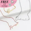 Sterling Silver Script Name Plaque with Free CZ Earrings sold by Limoges Jewelry