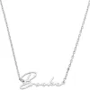 Sterling Silver Script Name Plaque with Free CZ Earrings sold by Limoges Jewelry