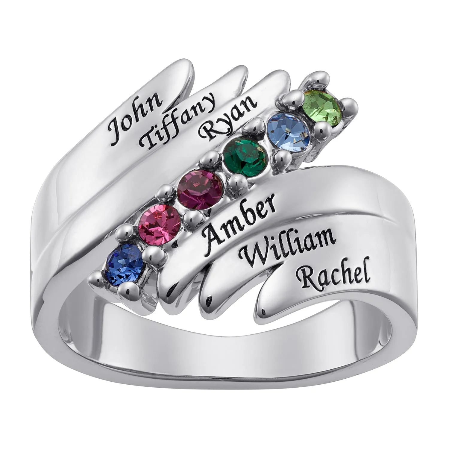 Personalized Family Name and Birthstone Ring sold by Limoges Jewelry