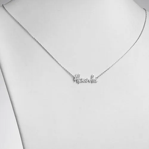 10K White Gold Petite Fancy Posh Name Necklace sold by Limoges Jewelry product image thumbnail 2