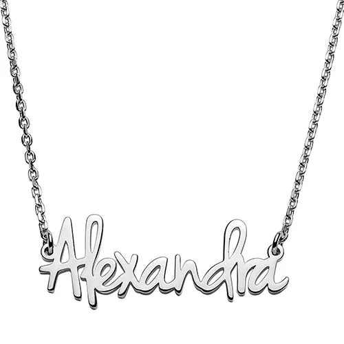 10K White Gold Petite Fancy Posh Name Necklace sold by Limoges Jewelry