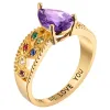 14K Gold Plated Mother's Pear Family Birthstone Ring sold by Limoges Jewelry