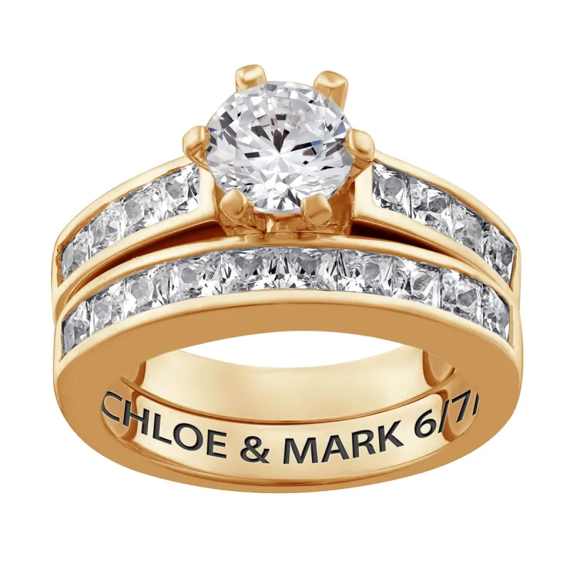 10K Yellow Gold 2- Piece Engraved Wedding Set sold by Limoges Jewelry