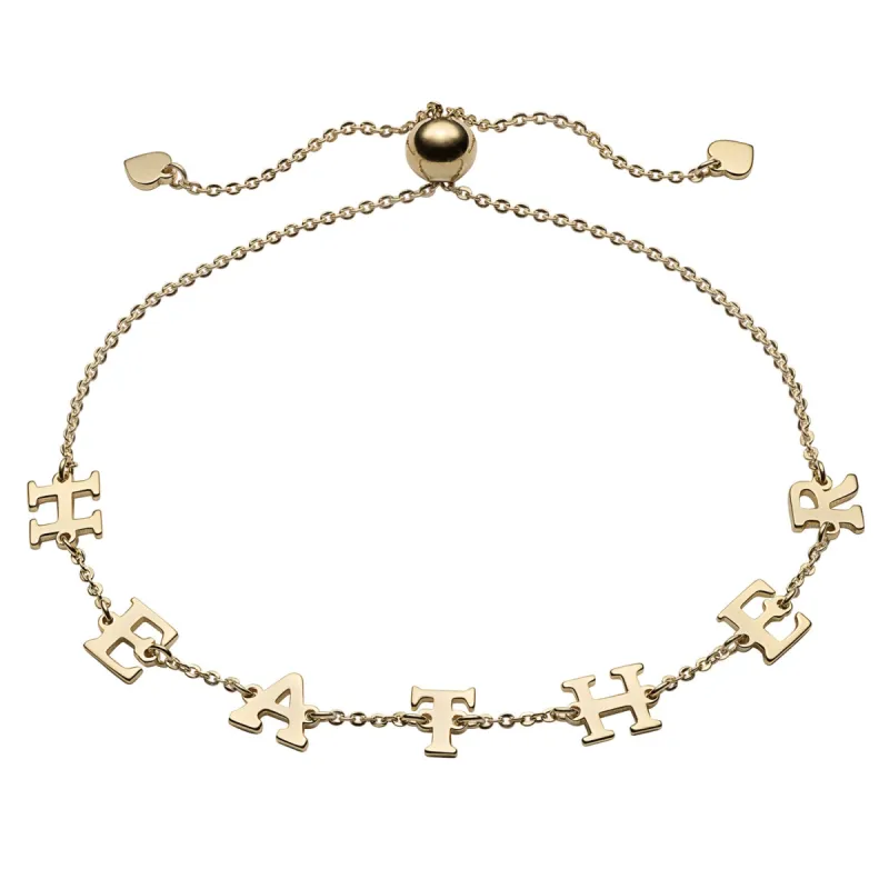 14K Gold over Sterling Adjustable Name Bracelet sold by Limoges Jewelry