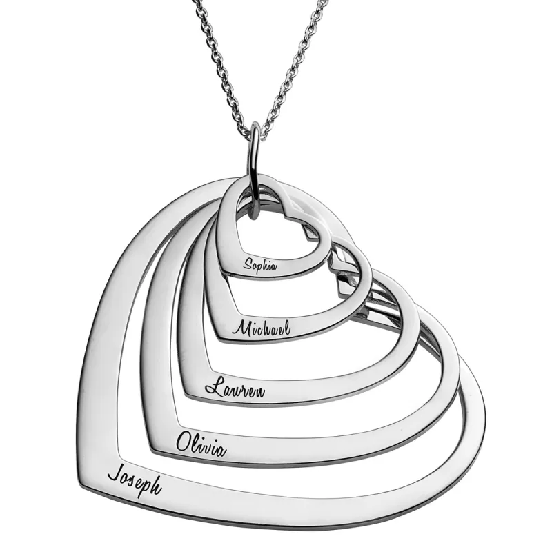 Sterling Silver Nesting Hearts with Names Necklaces -5 sold by Limoges Jewelry