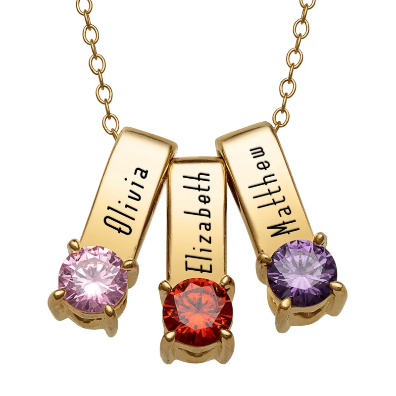 14K Gold over Sterling Name and Round Birthstone Charm 3 Piece Pendant sold by Limoges Jewelry
