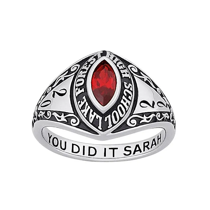 Sterling Silver Ladies' Mid-size Marquise Class Ring sold by Limoges Jewelry