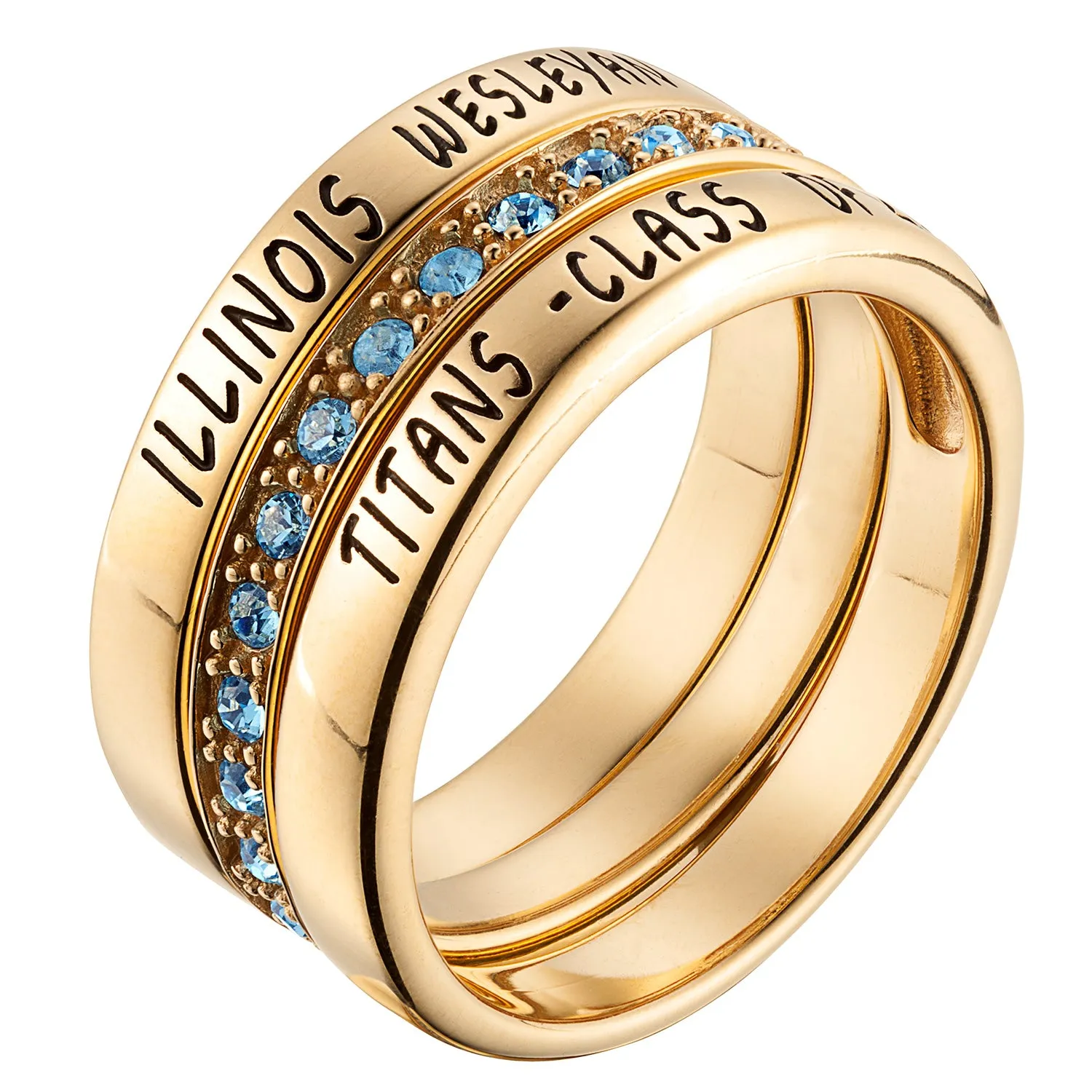 14K Gold over Sterling Stackable Class Ring with Eternity Birthstone Band sold by Limoges Jewelry product image thumbnail 3