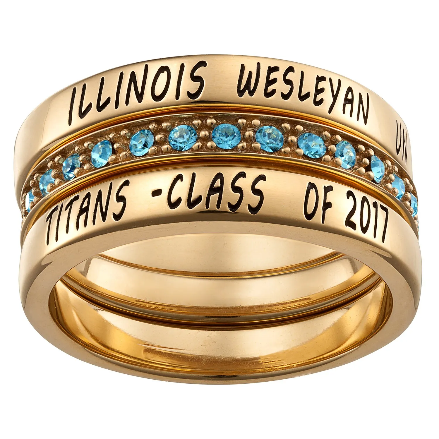 14K Gold over Sterling Stackable Class Ring with Eternity Birthstone Band sold by Limoges Jewelry product image thumbnail 2