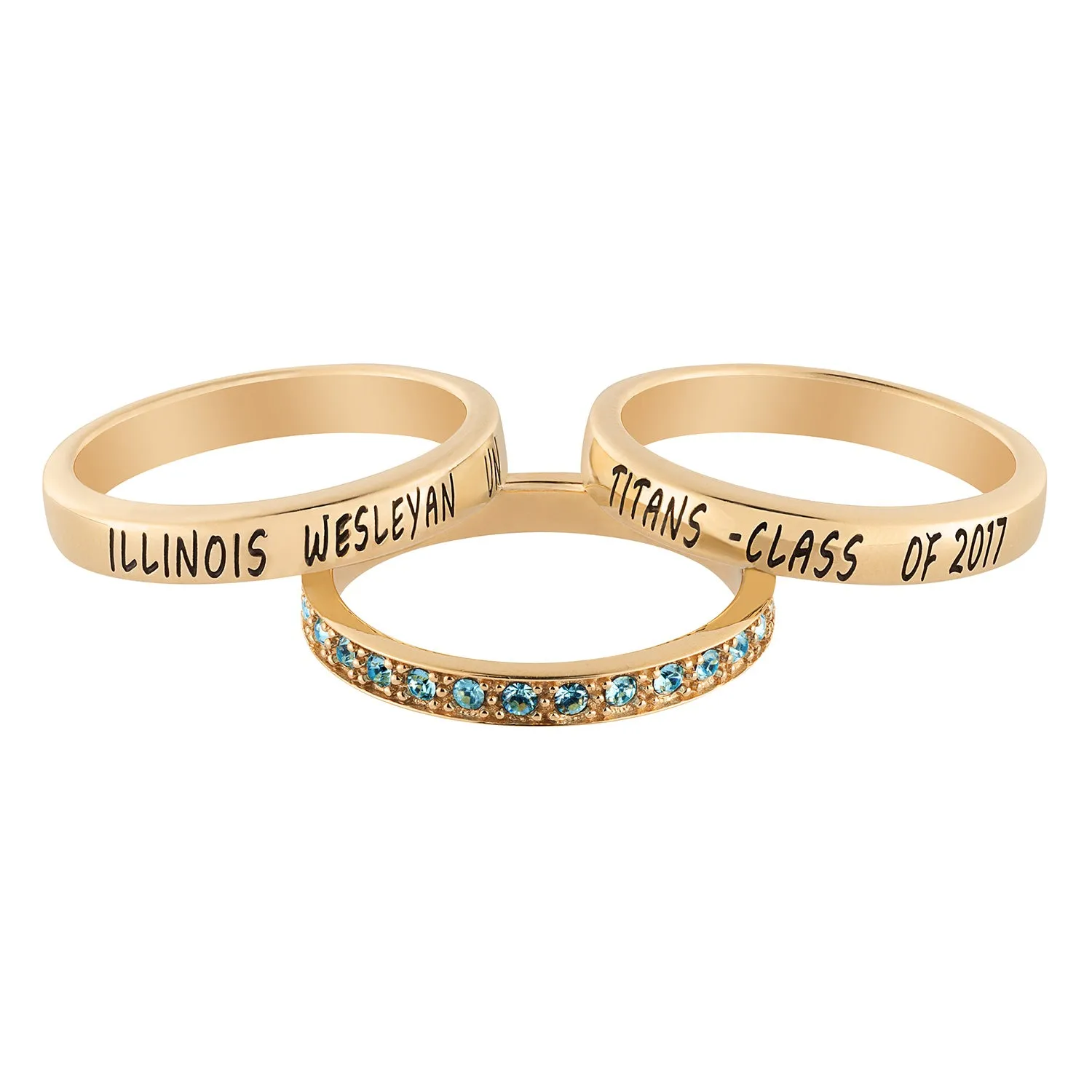 14K Gold over Sterling Stackable Class Ring with Eternity Birthstone Band sold by Limoges Jewelry