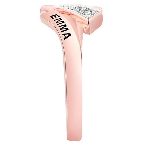 Women's 14K Rose Gold Plated CZ Bypass Class Ring sold by Limoges Jewelry product image thumbnail 4