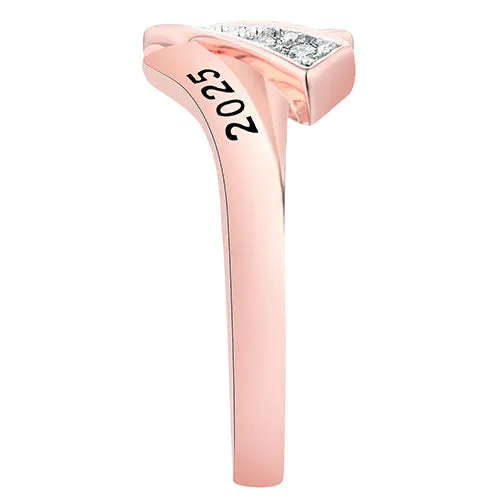 Women's 14K Rose Gold Plated CZ Bypass Class Ring sold by Limoges Jewelry product image thumbnail 3